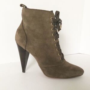 Betsey Johnson Army Green Lace up Suede Booties